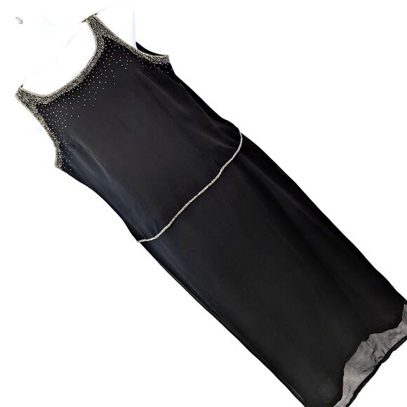 JMD NEW YORK! GORGEOUS BLACK W/IRIDESCENT SILVER BEADING GOWN, DRESS! SZ 2X - Picture 9 of 9